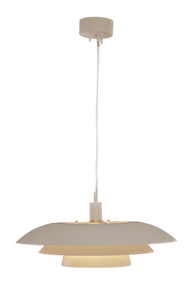 Epsilon Ø56 Beige taklampa från Aneta Lighting - Till Epsilon medf&ouml;ljer dubbla upps&auml;ttningar dekorringar och knoppar, v&auml;lj mellan krom och matt m&auml;ssing beroende p&aring; vad som passar b&auml;st i just ditt hem.