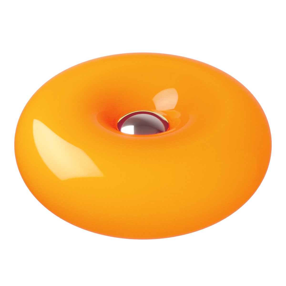 Basile 10cm Orange bordslampa från Eglo - Basile &auml;r en dekorativ lampa i orange glas med silvriga detaljer och en rund, mjuk form.