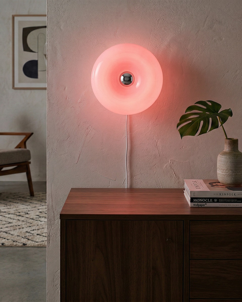 Basile 10cm Lila bordslampa från Eglo - Basile &auml;r en dekorativ lampa i lila glas med silvriga detaljer och en rund, mjuk form.