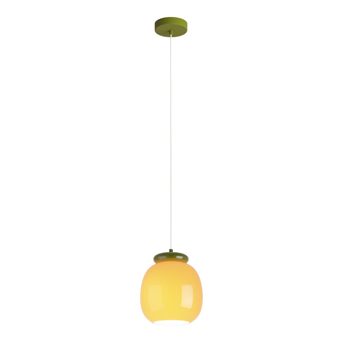 Berardelli Ø23 Orange taklampa från Eglo - Berardelli &auml;r en dekorativ takpendel med en mjukt rundad kupa i orange glas och kontrasterande detaljer i gr&ouml;nt.