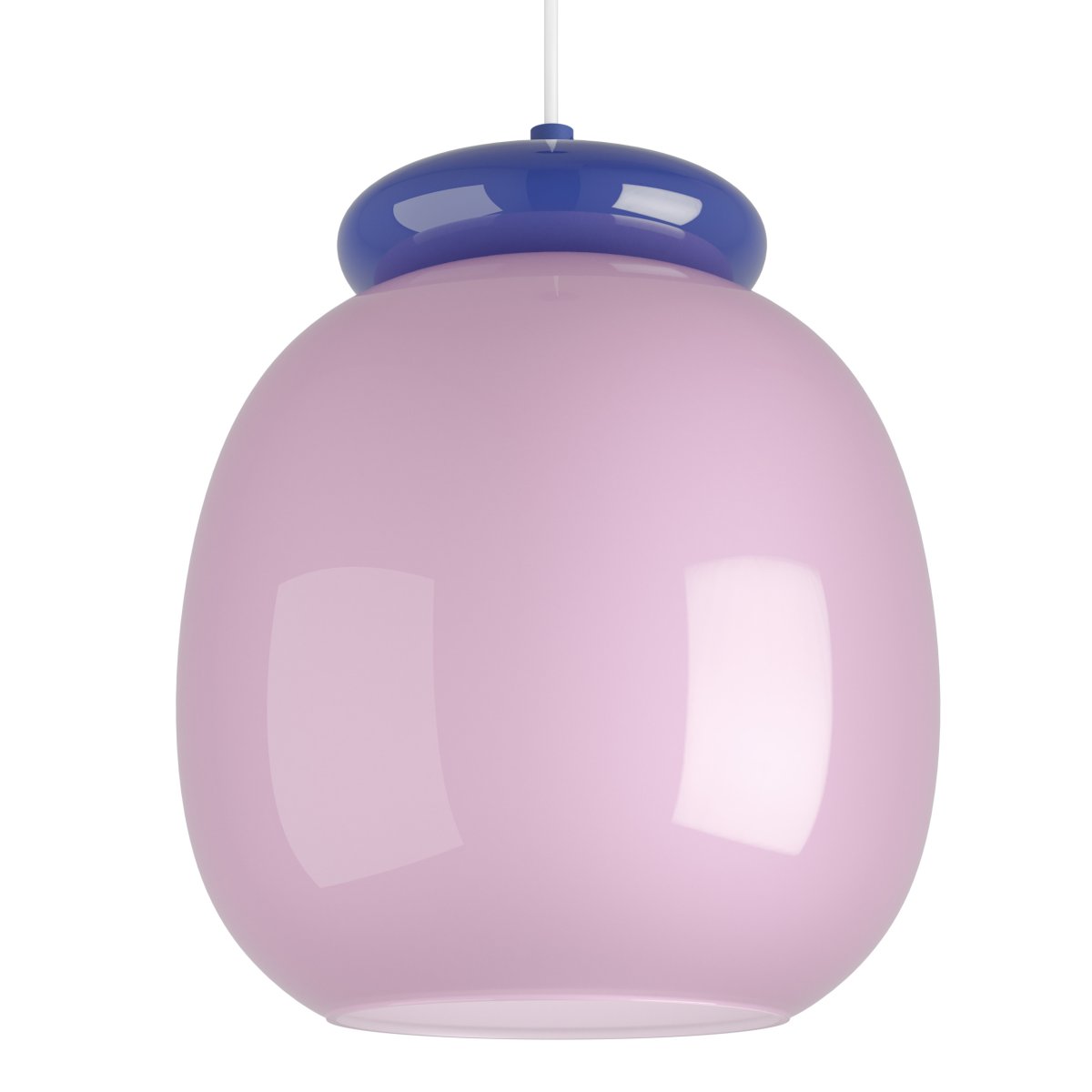 Berardelli Ø23 Rosa taklampa från Eglo - Berardelli &auml;r en dekorativ takpendel med en mjukt rundad kupa i rosa glas och kontrasterande detaljer i bl&aring;tt.