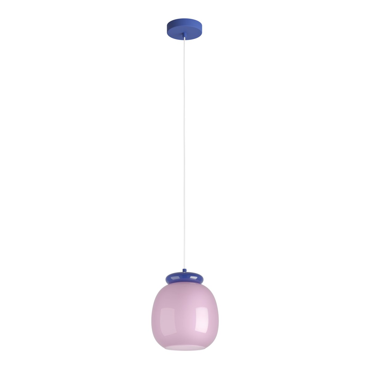 Berardelli Ø23 Rosa taklampa från Eglo - Berardelli &auml;r en dekorativ takpendel med en mjukt rundad kupa i rosa glas och kontrasterande detaljer i bl&aring;tt.