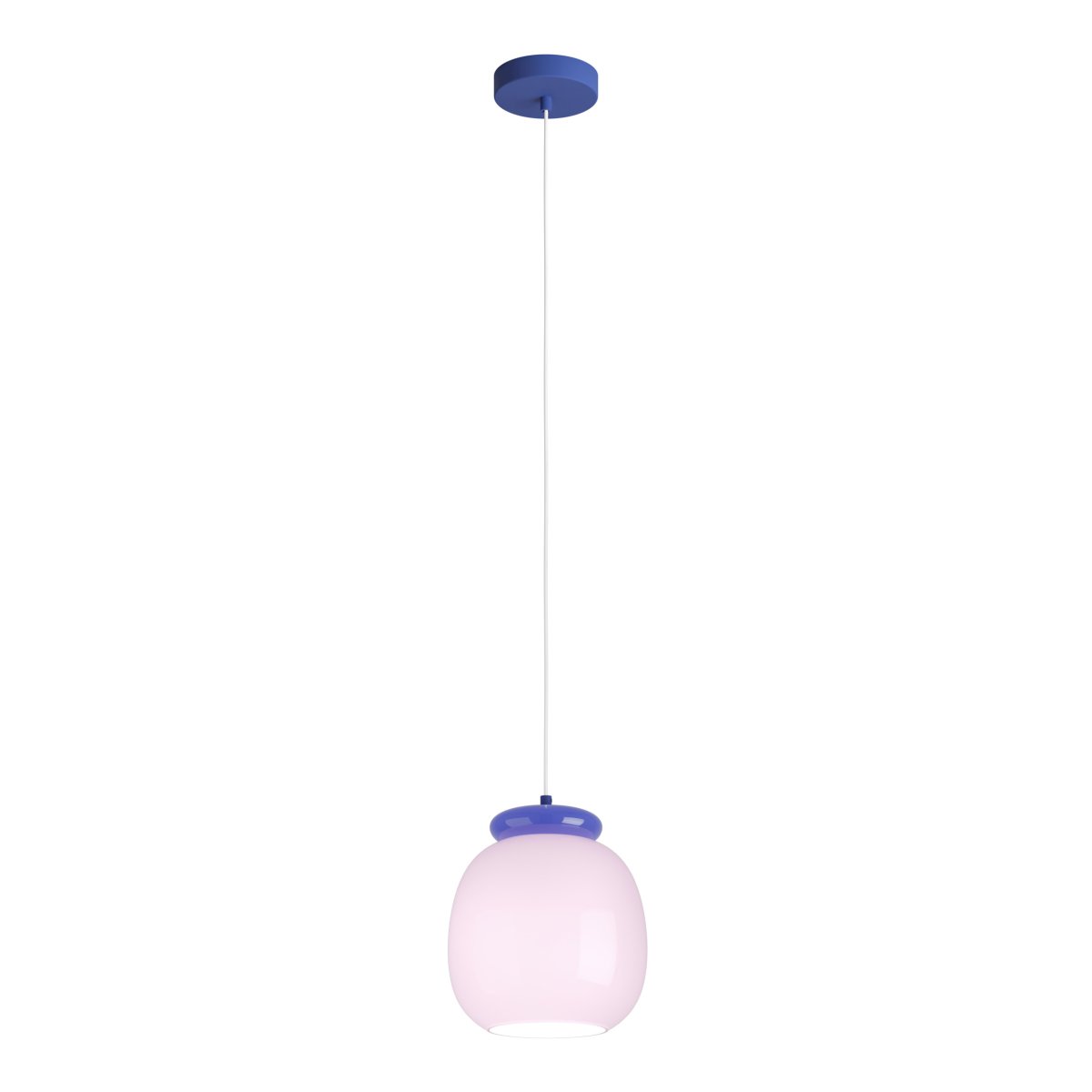 Berardelli Ø23 Rosa taklampa från Eglo - Berardelli &auml;r en dekorativ takpendel med en mjukt rundad kupa i rosa glas och kontrasterande detaljer i bl&aring;tt.