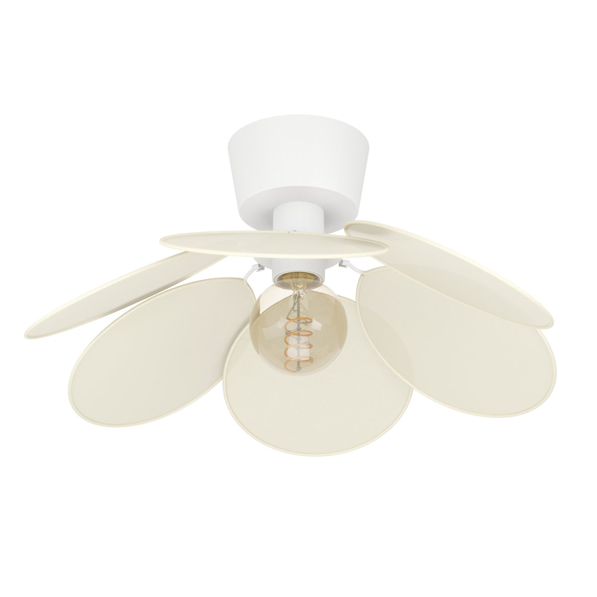 Binacua Ø45 Beige plafond från Eglo - Sk&auml;rmen &auml;r uppbyggd av mjukt rundade blad som &ouml;verlappar varandra och l&aring;ter ljusk&auml;llan synas i mitten.