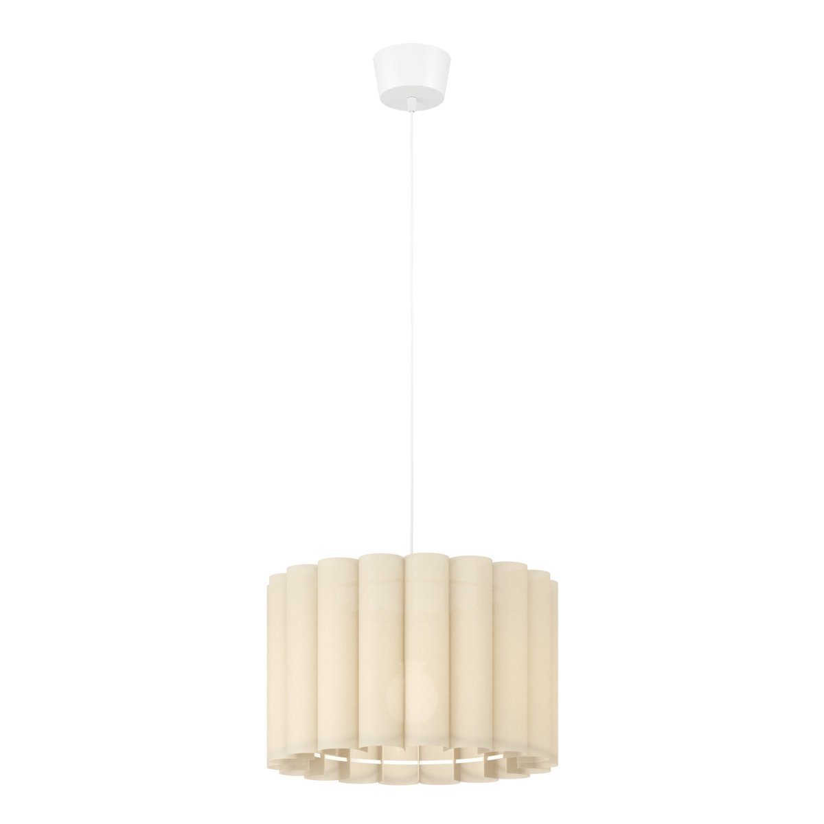 Collegrilli Ø45 Beige taklampa från Eglo - Collegrilli &auml;r en dekorativ takpendel med en beige textilsk&auml;rm som efterliknar linnets naturliga struktur.