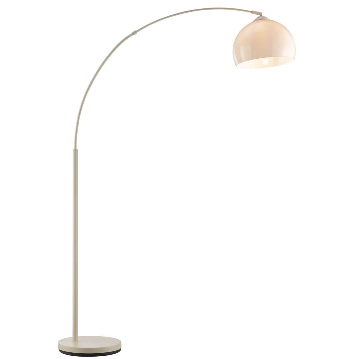 Vessa Beige golvlampa från Brilliant - Vessa &auml;r en stilren golvlampa i beige metall med en vit kupa i plast som ger lampan ett mjukt och elegant uttryck.