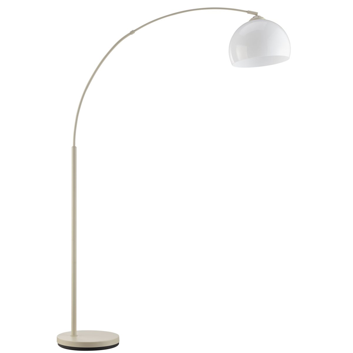 Vessa Beige golvlampa från Brilliant - Vessa &auml;r en stilren golvlampa i beige metall med en vit kupa i plast som ger lampan ett mjukt och elegant uttryck.