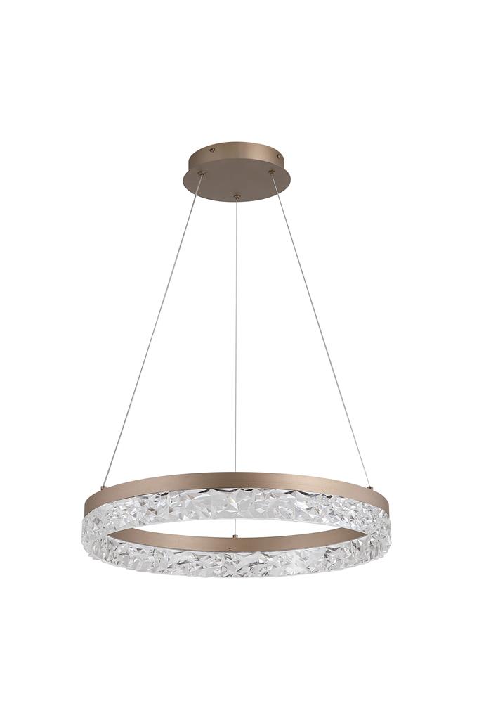 Madeleine Ø50 Ljusbrun taklampa från Searchlight - Den ljusbruna metallramen omsluter en cirkel med klar akryldiffusor i dekorativt kristallm&ouml;nster som skapar ett vackert och gnistrande ljusspel.
