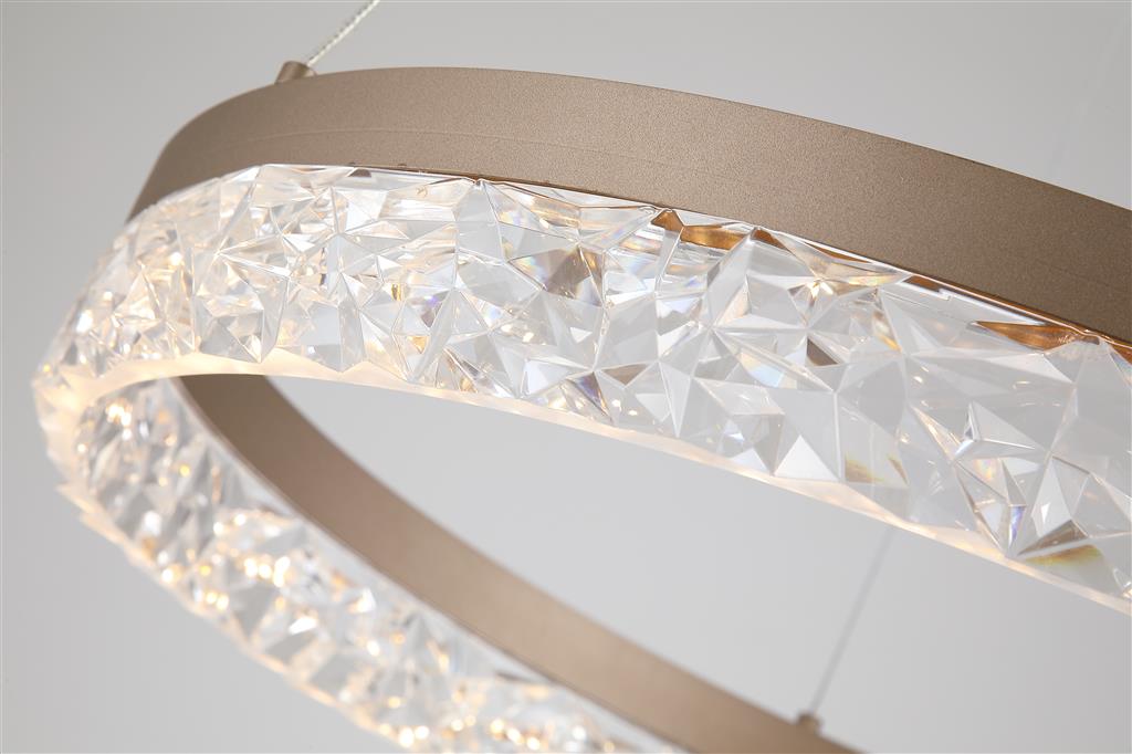 Madeleine Ø50 Ljusbrun taklampa från Searchlight - Den ljusbruna metallramen omsluter en cirkel med klar akryldiffusor i dekorativt kristallm&ouml;nster som skapar ett vackert och gnistrande ljusspel.