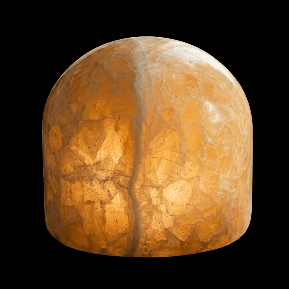 Marble 9cm Beige från Unison - Marble bordsljus &auml;r tillverkat av &auml;kta, polerad marmor i en varm beige ton som skapar ett mjukt och st&auml;mningsfullt sken.