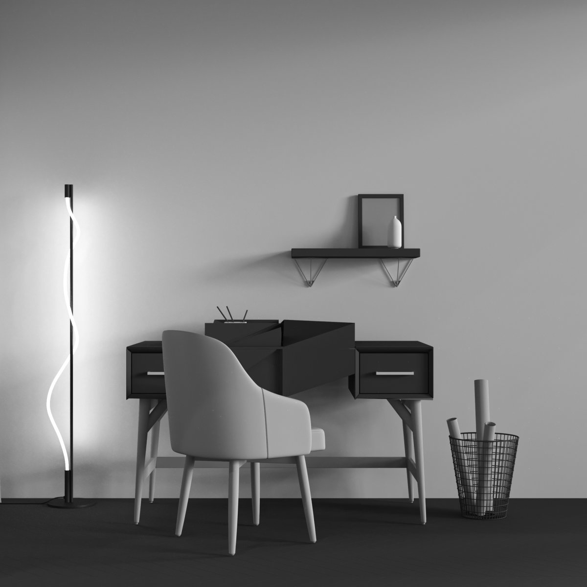 Tau Svart golvlampa från Maytoni - Gjord av aluminium, &auml;r Tau lampan b&aring;de elegant och funktionell, och tillf&ouml;r en sofistikerad k&auml;nsla till ditt hem.