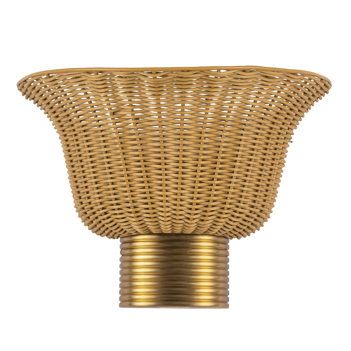 Kai 25cm Natur vägglampa från Elstead Lighting - Den naturf&auml;rgade rottingen ger lampan ett varmt och ombonat uttryck, medan detaljerna i borstad guldfinish skapar en fin kontrast.