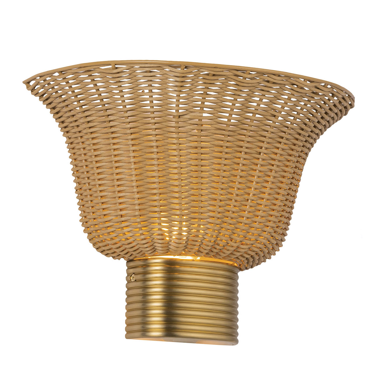 Kai 25cm Natur vägglampa från Elstead Lighting - Den naturf&auml;rgade rottingen ger lampan ett varmt och ombonat uttryck, medan detaljerna i borstad guldfinish skapar en fin kontrast.