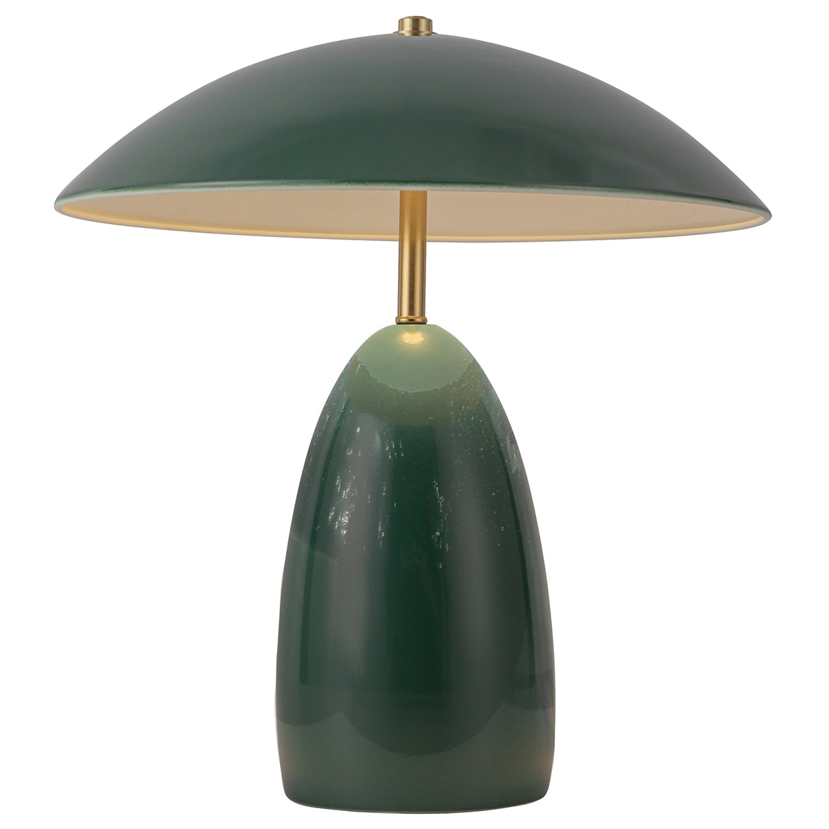 Poppy 35cm Grön bordslampa från Elstead Lighting - Poppy &auml;r en dekorativ bordslampa med mjuka former och en djup m&ouml;rkgr&ouml;n f&auml;rg som kombineras med detaljer i m&auml;ssing.