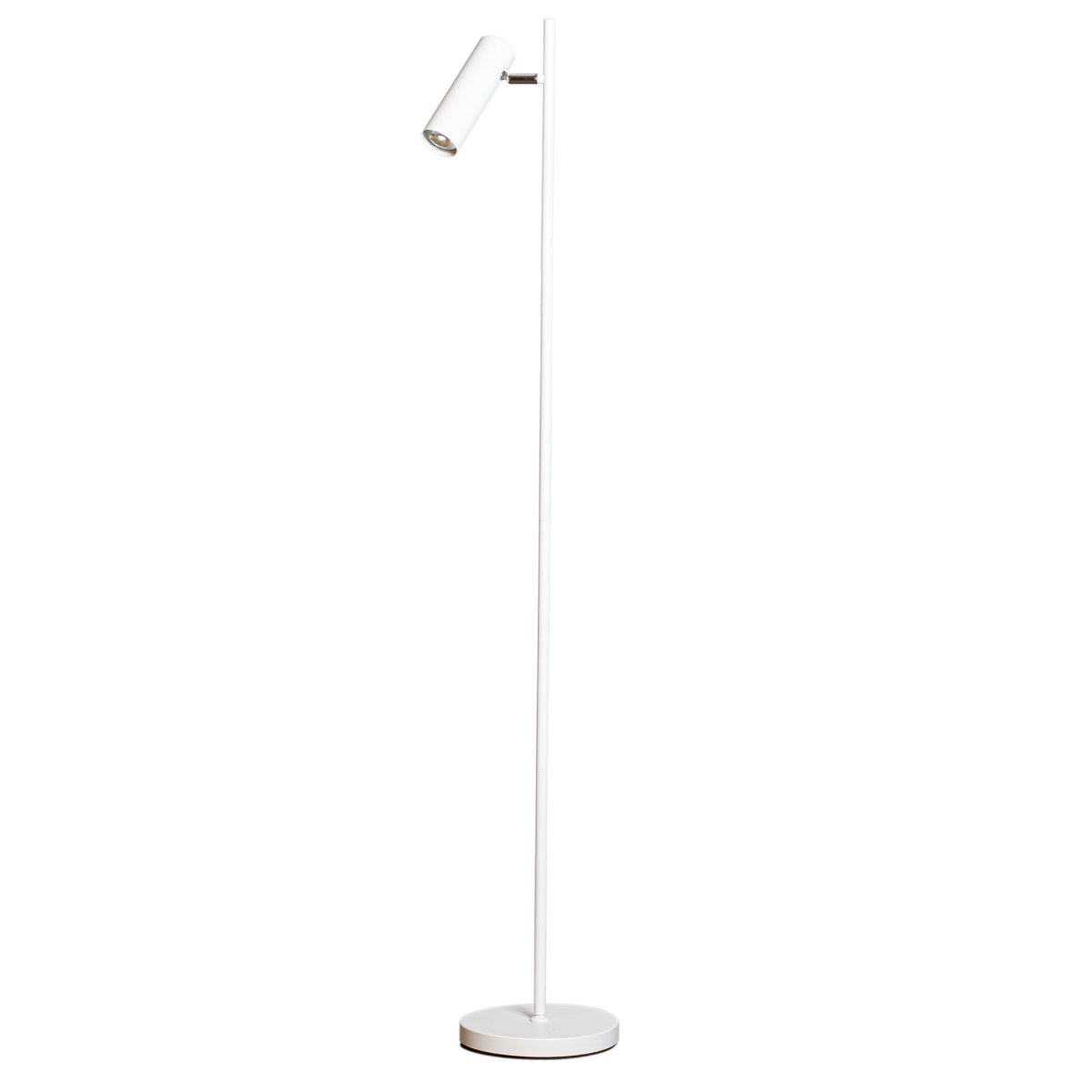 Zoom bild av Alpha Vit golvlampa från Cottex - Den r&ouml;rliga spotlighten g&ouml;r det enkelt att rikta ljuset dit det beh&ouml;vs och passar perfekt f&ouml;r exempelvis l&auml;sning eller som riktad belysning i rummet.