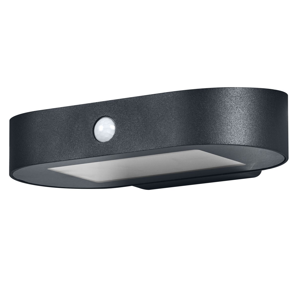 Oval S Sensor Svart solcellslampa från Osram - Tillverkad av rostfritt st&aring;l och med IP44-klassning, &auml;r den b&aring;de v&auml;derbest&auml;ndig och robust.