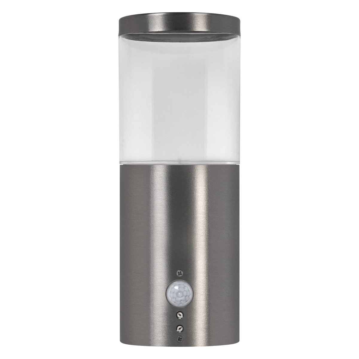 Ebro Sensor Stål utelampa från Ledvance - Tillverkad av rostfritt st&aring;l och polykarbonat, &auml;r denna lampa b&aring;de h&aring;llbar och v&auml;derbest&auml;ndig, vilket g&ouml;r den perfekt f&ouml;r utomhusbruk.