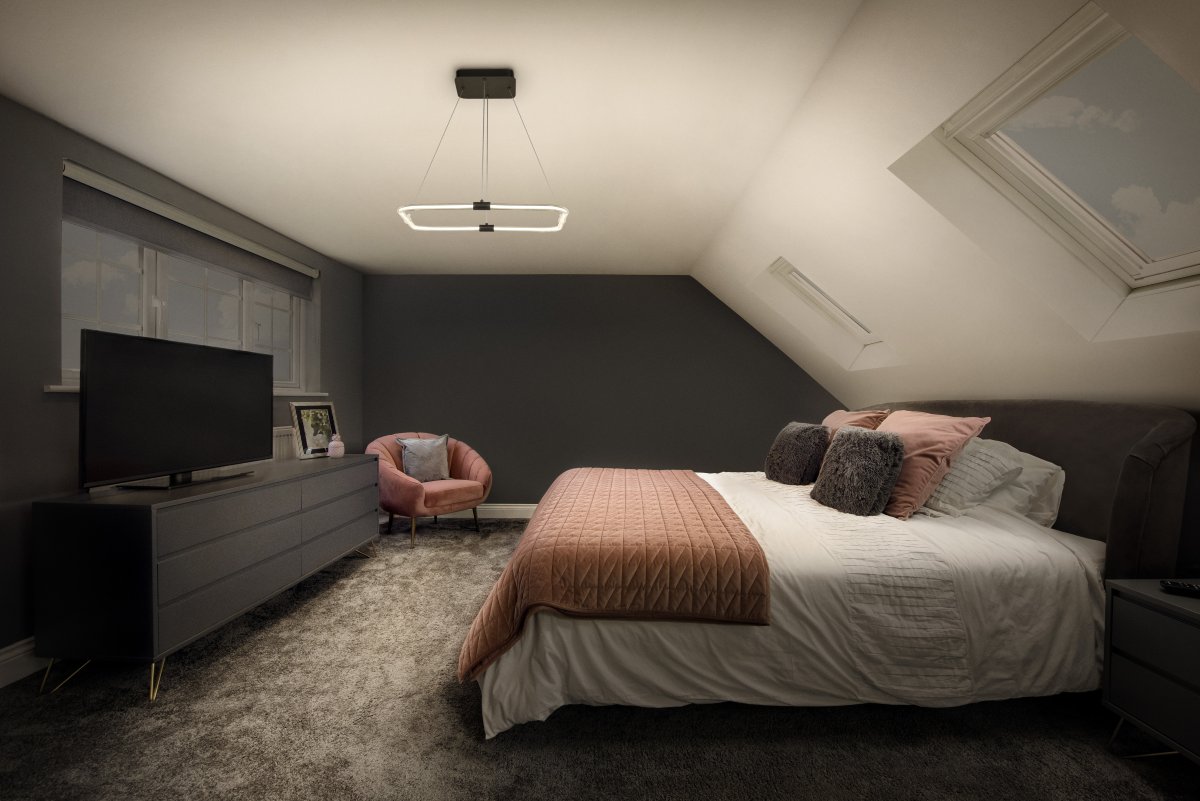 Tetragon 56cm Svart taklampa från Ledvance - Lampan &auml;r 3-stegs dimbar med din vanliga v&auml;ggstr&ouml;mbrytare s&aring; du kan justera ljusstyrkan efter behov.