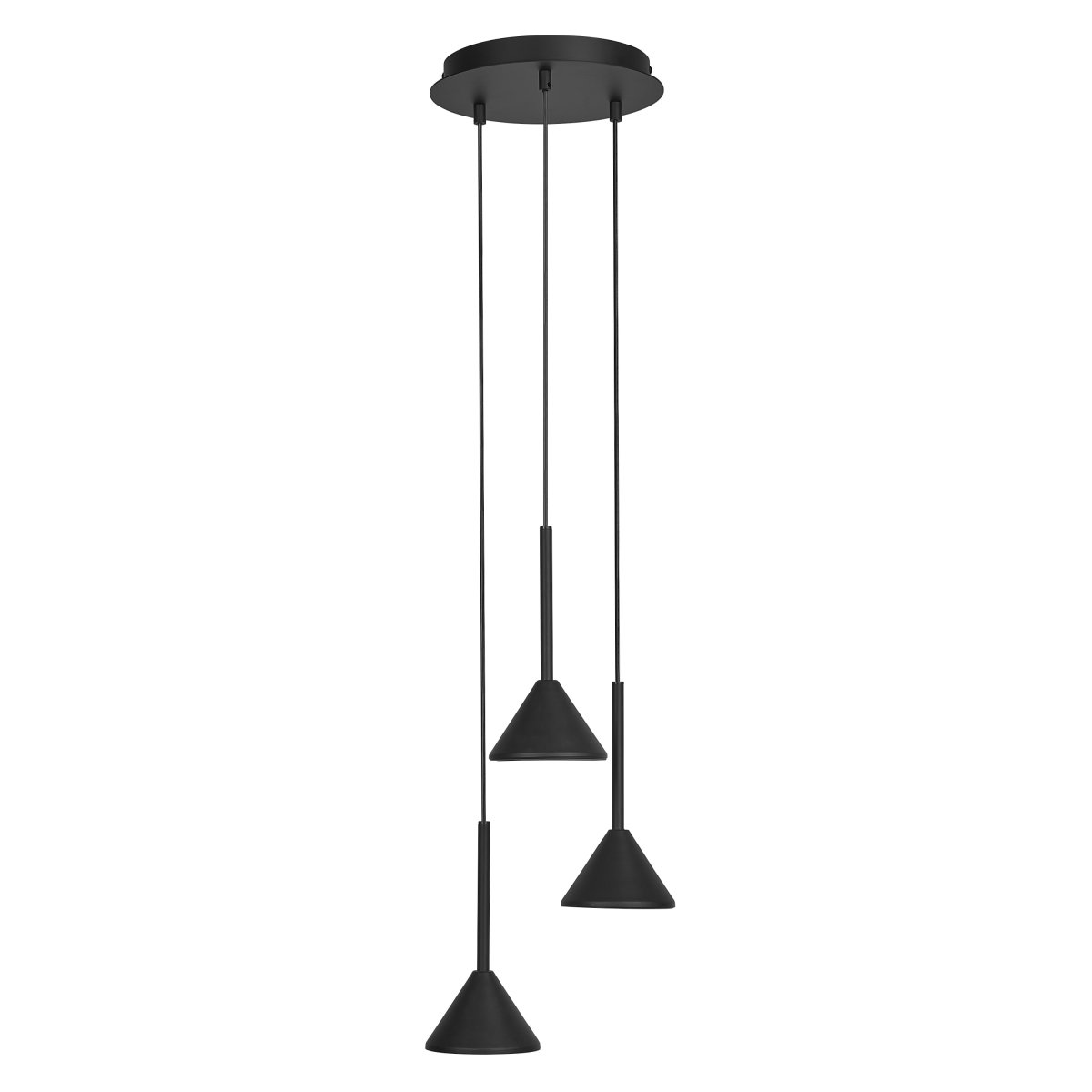 Fuji Ø30 Svart taklampa från Osram - De konformade sk&auml;rmarna ger ett bl&auml;ndfritt ljus ner&aring;t p&aring; 990lm och 3000K varmvitt ljus.