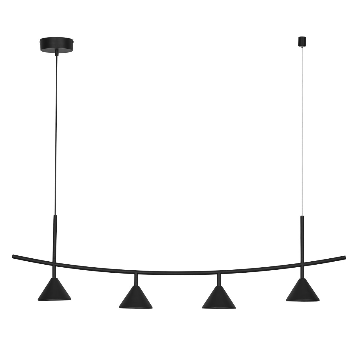 Fuji 120cm Svart taklampa från Osram - De konformade sk&auml;rmarna ger ett bl&auml;ndfritt ljus ner&aring;t p&aring; 1320lm och 3000K varmvitt ljus.