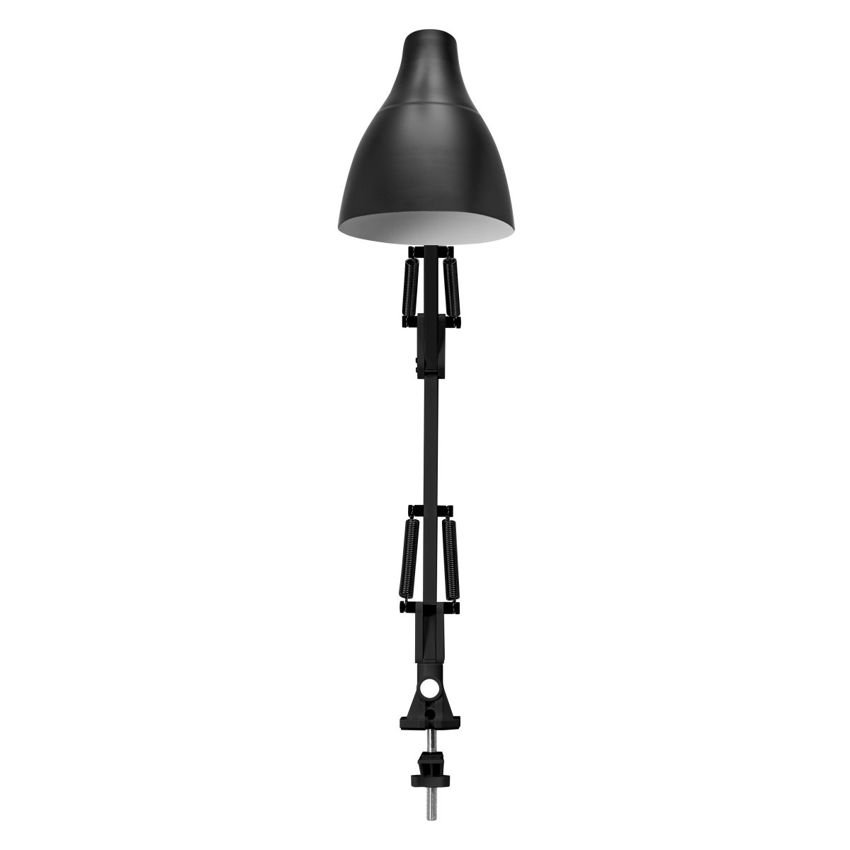 Office Pear Clip Svart klämlampa från Ledvance - Armen med tv&aring; leder g&aring;r att vinkla och justera i h&ouml;jd och sidled vilket g&ouml;r det till en flexibel lampa, ut&ouml;ver det har den en vridbar sk&auml;rm f&ouml;r individuell inst&auml;llning av ljuset.
