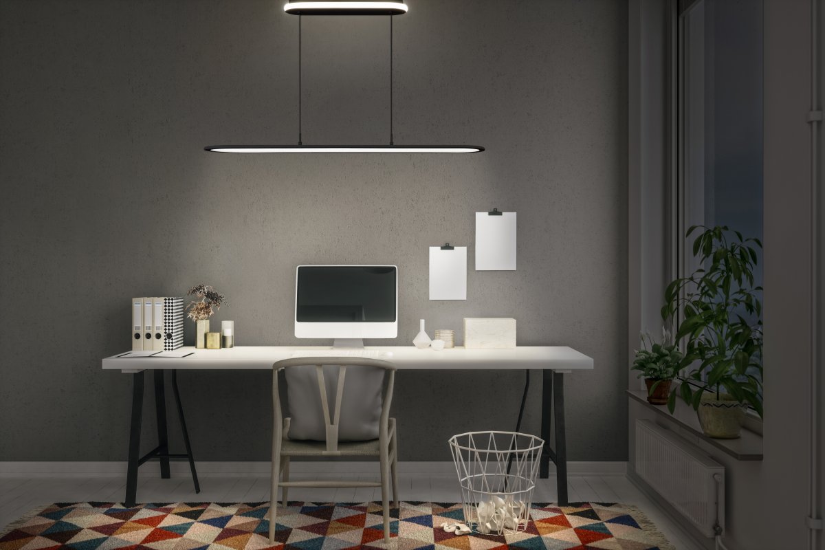 Office Panel Ellipse 100cm Svart taklampa från Ledvance - Ut&ouml;ver det har den ett h&ouml;gt UGR-v&auml;rde p&aring; <19 som uppfyller armaturens krav f&ouml;r bildsk&auml;rmsarbete och minskar d&auml;rmed belastningen p&aring; &ouml;gonen.