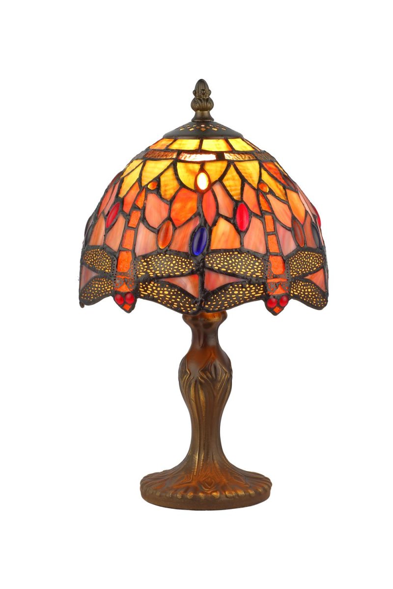 Trollslända Harmoni 35cm Flerfärgad från Norrsken Design - Trollsl&auml;nda &auml;r en klassisk Tiffany lampa med vacker design med en trollsl&auml;ndor och blad i olika f&auml;rger.