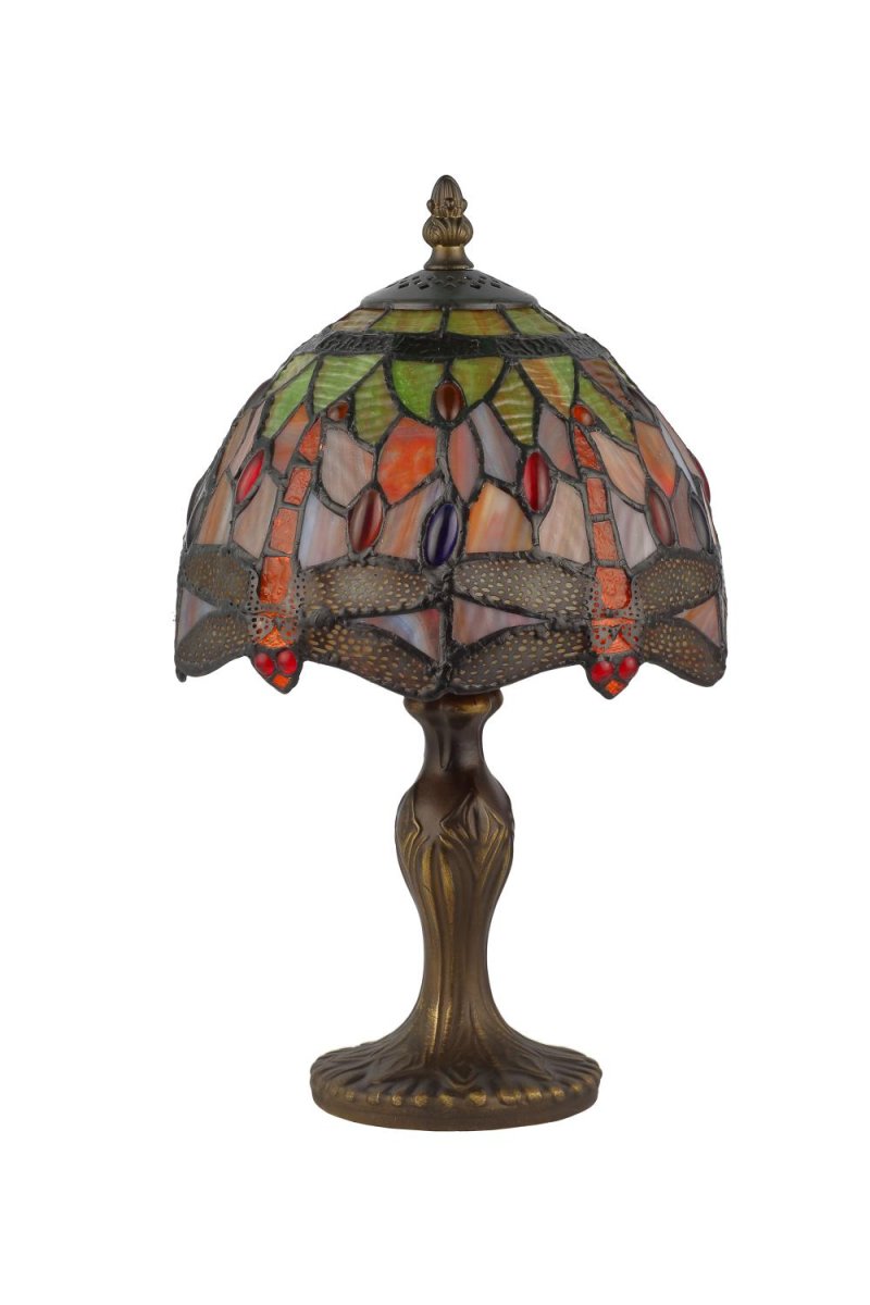 Trollslända Harmoni 35cm Flerfärgad från Norrsken Design - Trollsl&auml;nda &auml;r en klassisk Tiffany lampa med vacker design med en trollsl&auml;ndor och blad i olika f&auml;rger.