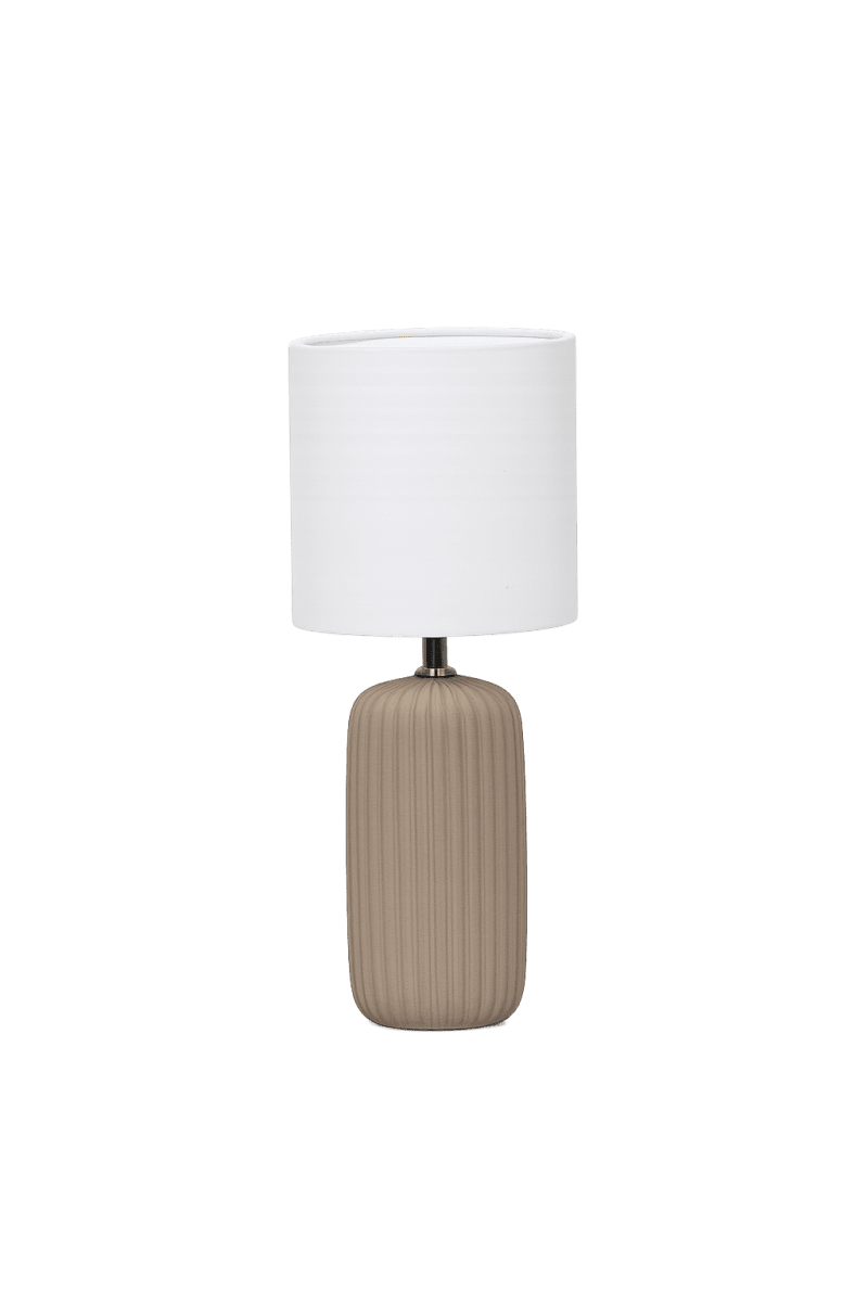 Zoom bild av Palizzo 33cm Brun bordslampa från Nordic Lighting - Lampfoten har en matt, sandliknande finish i en varm brun ton och en r&auml;fflad struktur som ger lampan ett mjukt och dekorativt uttryck.
