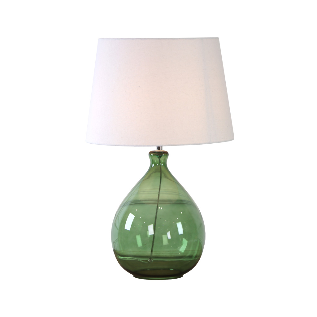 Tasso 55cm Grön bordslampa från Lampan - Tasso &auml;r en stilren och dekorativ bordslampa som kombinerar glas och textil p&aring; ett elegant s&auml;tt.