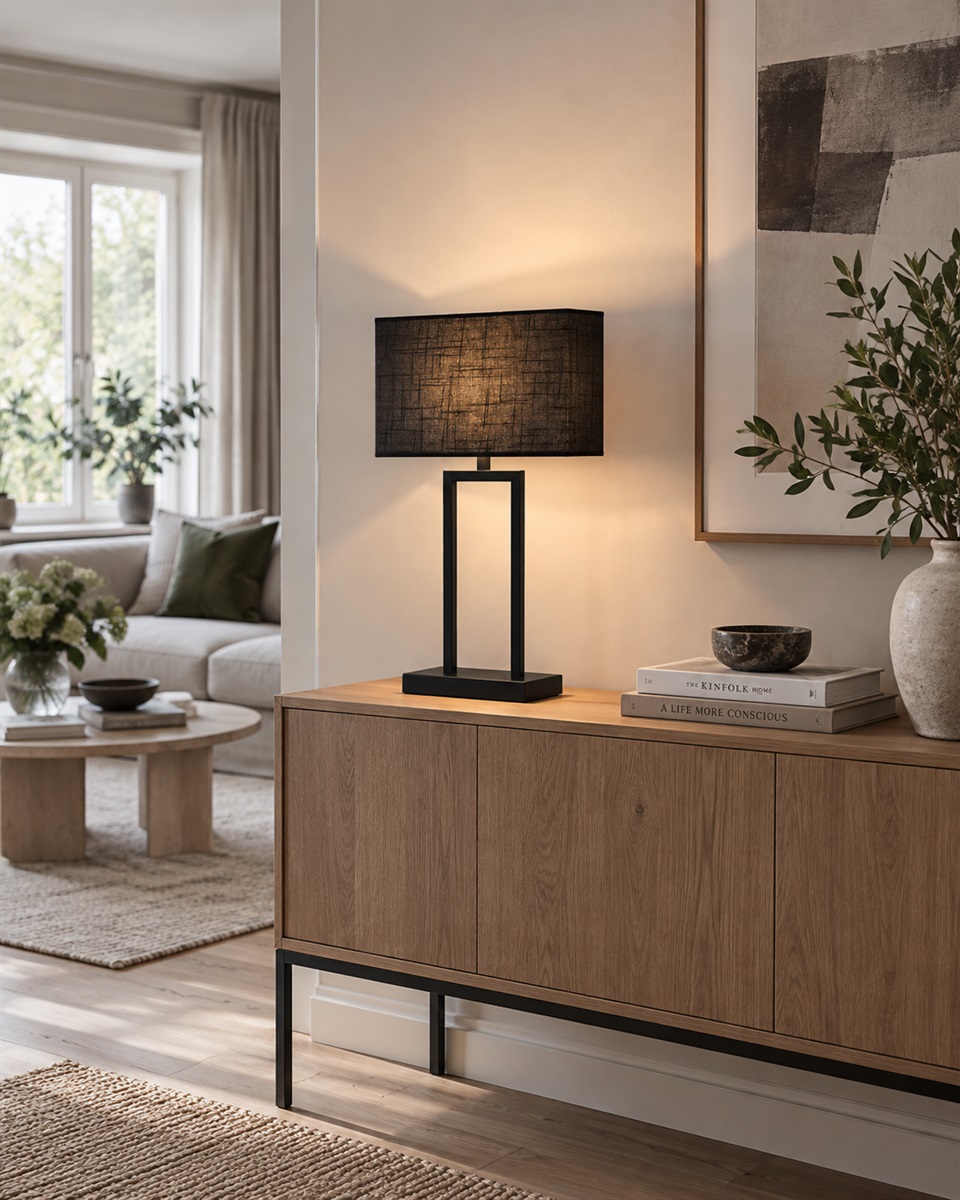 Gemma 52cm Svart bordslampa från Nordic Lighting - En stilren bordslampa i metall med svart finish som ger ett industriellt och exklusivt intryck.