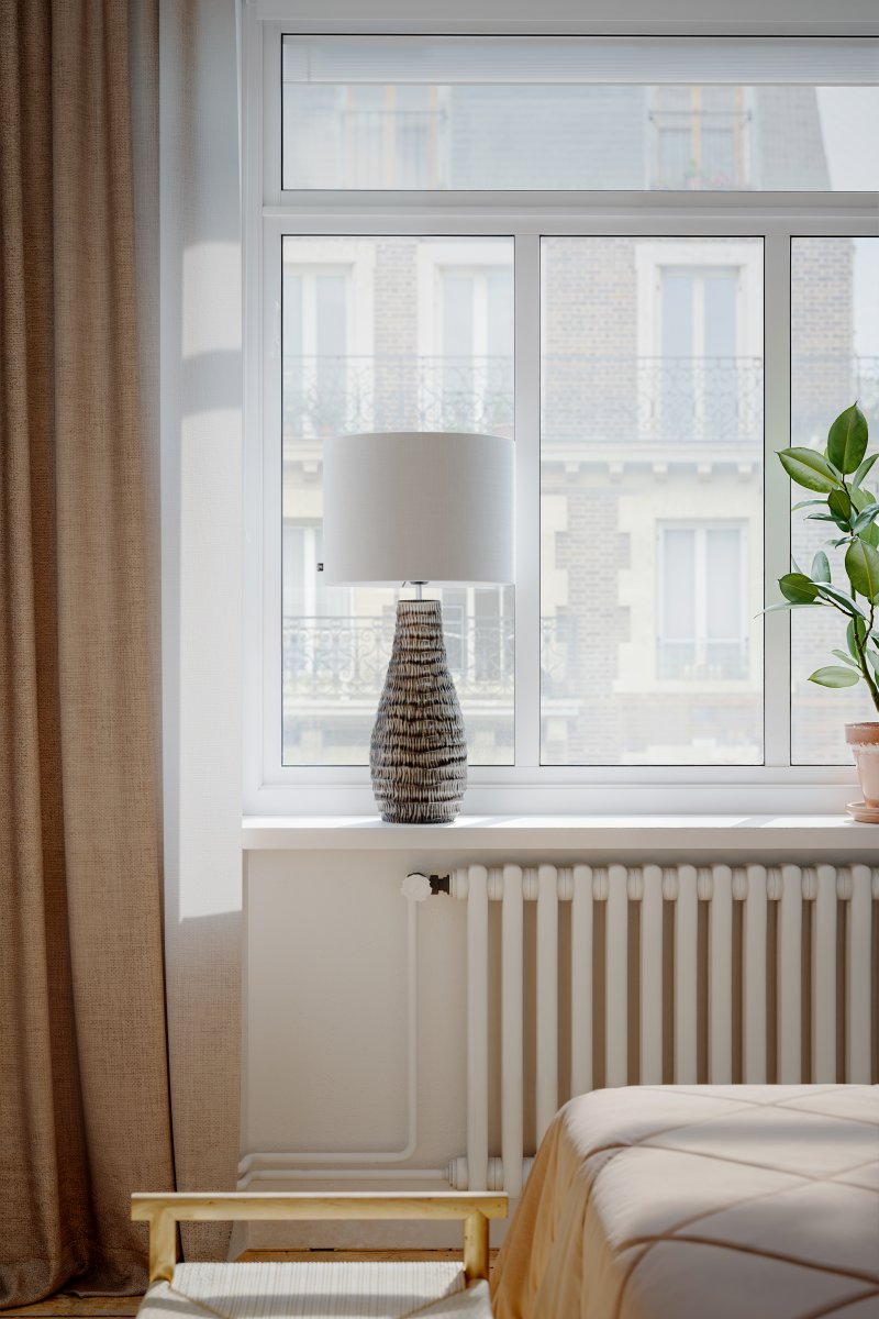 Bartha 74cm Brun bordslampa från By Rydéns - Lampfoten i vacker design gjord av keramik i en brun f&auml;rg skapar en h&auml;rlig harmoni i kombination med linnesk&auml;rmen i beige.