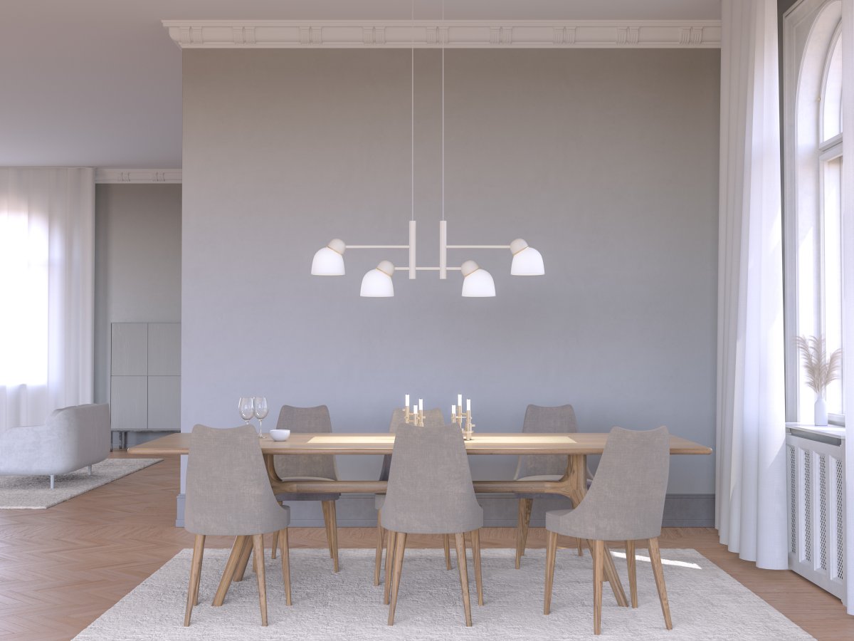 Bird 120cm Sand/vit taklampa från Belid - Tillverkad i Varberg och &auml;r Bird en hyllning till Belids hantverksarv samtidigt som den bryter gr&auml;nserna f&ouml;r traditionell design.