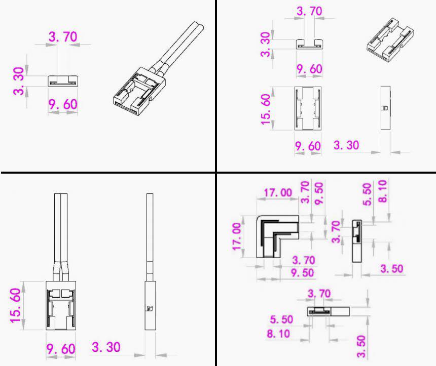 Kopplings-kit till Cobby 8mm från Designlight - Paketet inneh&aring;ller kopplingar som l&ouml;ser de flesta behov f&ouml;r att installera n&aring;gon av COBBY LED-listerna (12 eller 24V) med 8mm bredd.