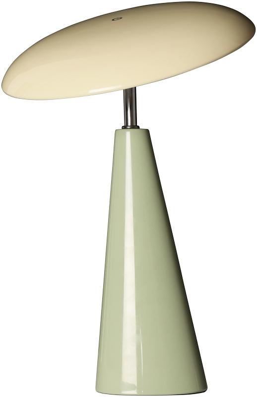 Audrey 33cm Ljusgrön/beige portabel från Eja - Den integrerade LED-belysningen ger ett behagligt ljus och lampan &auml;r dimbar f&ouml;r att enkelt skapa r&auml;tt st&auml;mning i rummet.
