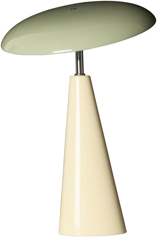 Audrey 33cm Beige/ljusgrön portabel från Eja - Den integrerade LED-belysningen ger ett behagligt ljus och lampan &auml;r dimbar f&ouml;r att enkelt skapa r&auml;tt st&auml;mning i rummet.
