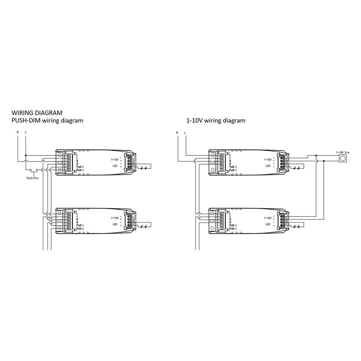 D-MA310DP Drivdon 1-10V & Push från Designlight - Ingen begr&auml;nsning av antalet drivdon n&auml;r de &auml;r anslutna till samma tryckstr&ouml;mbrytare.