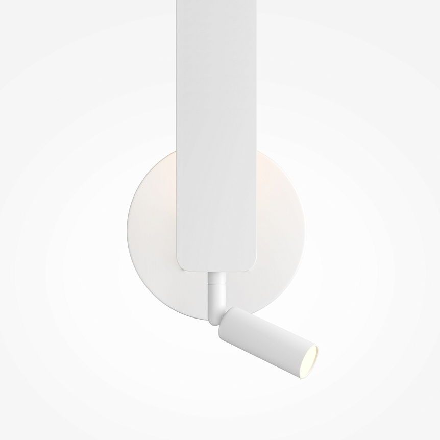 Combo 52cm Vit läslampa från Maytoni - Den sprider ett mjukt, indirekt ljus mot v&auml;ggen och har dessutom en r&ouml;rlig spotlight &ndash; perfekt som s&auml;nglampa i sovrummet.