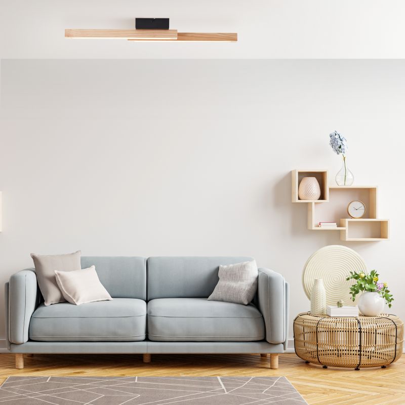 Arion 62cm Trä plafond från Brilliant - Med en ljusstyrka p&aring; 1500 lumen och en varmvit f&auml;rgtemperatur p&aring; 3000 Kelvin skapar den bra allm&auml;nbelysning i rummet.