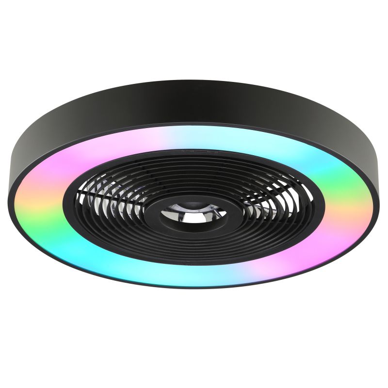 Catania Ø48 Svart från Brilliant - Den kraftfulla LED-belysningen levererar upp till 4700 lumen och ger ett j&auml;mnt och behagligt ljus i rummet.