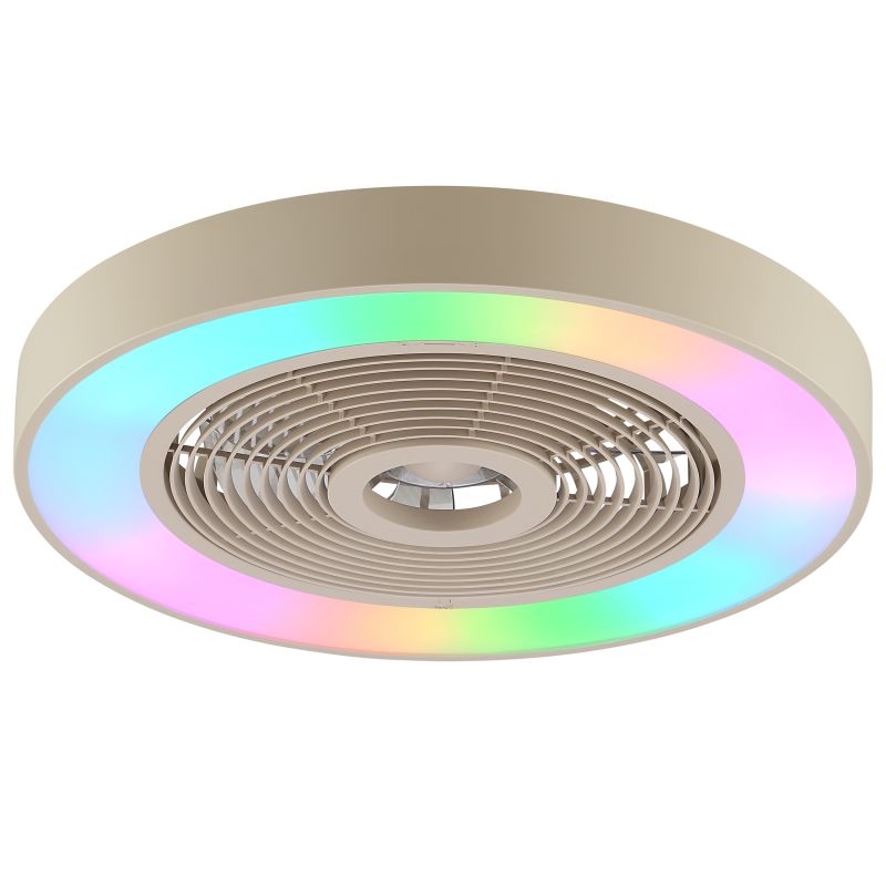 Catania Ø48 Beige från Brilliant - Armaturen &auml;r dessutom utrustad med IC-RGB-teknik som skapar mjuka f&auml;rg&ouml;verg&aring;ngar och levande ljuseffekter f&ouml;r en unik och st&auml;mningsfull atmosf&auml;r.