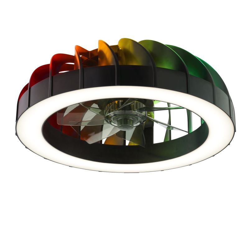 Fanora Ø46 Svart från Brilliant - F&ouml;r extra st&auml;mning &auml;r Fanora utrustad med integrerad RGB-belysning som kan lysa i olika f&auml;rger och effekter, vilket g&ouml;r det enkelt att anpassa rummets k&auml;nsla efter hum&ouml;r och tillf&auml;lle.