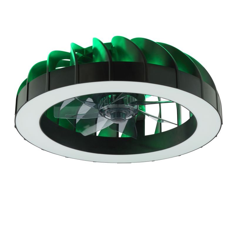 Fanora Ø46 Svart från Brilliant - F&ouml;r extra st&auml;mning &auml;r Fanora utrustad med integrerad RGB-belysning som kan lysa i olika f&auml;rger och effekter, vilket g&ouml;r det enkelt att anpassa rummets k&auml;nsla efter hum&ouml;r och tillf&auml;lle.