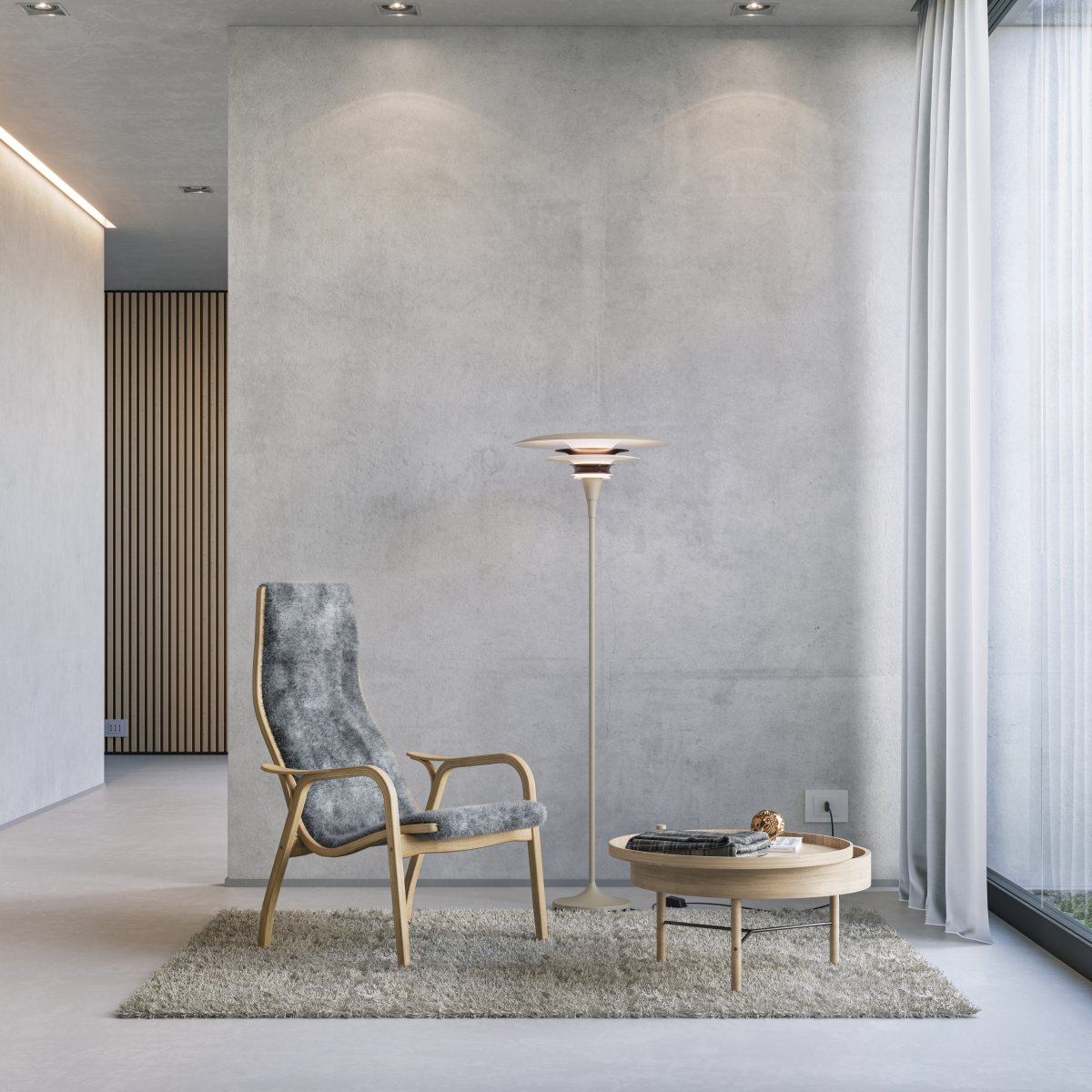 Diablo Ø50 Sand/brons golvlampa från Belid - Lampan finns i flera f&auml;rgkombinationer, h&auml;r i en i&ouml;gonfallande mix av sandbeige och brons som ger ett modernt och samtidigt dramatiskt uttryck.