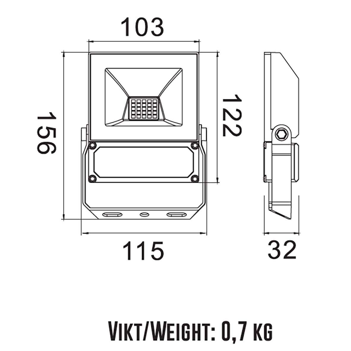 Elly strålkastare 10W Svart från Designlight - Med kapslingsklass IP65 &auml;r armaturen helt dammt&auml;t och skyddad mot kraftigt regn, vilket g&ouml;r den idealisk f&ouml;r fasader, entr&eacute;er, g&aring;ngv&auml;gar och andra utsatta milj&ouml;er.