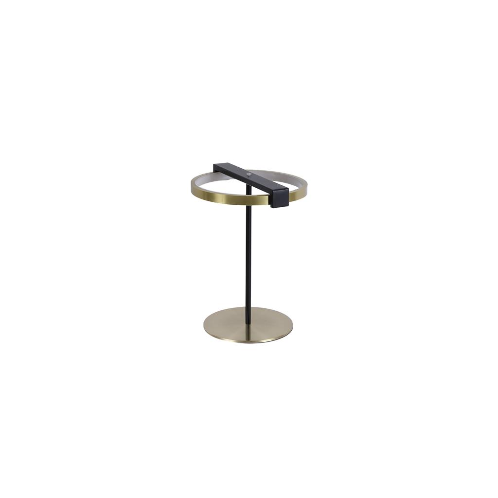 Aerial 35cm Mässing/svart bordslampa från Searchlight - Den stilrena ringen med integrerad LED ger ett j&auml;mnt och behagligt ljus som passar perfekt p&aring; sidobordet, skrivbordet eller nattduksbordet.