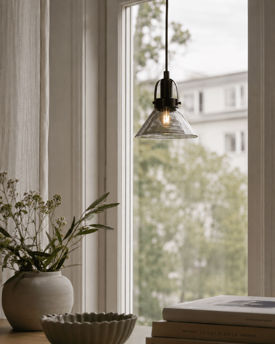 Mäster Ø15 Svart/Rökfärgad fönsterlampa från Lampan - M&auml;ster f&ouml;nsterlampa &auml;r en stilren och modern lampa som passar perfekt i b&aring;de klassiska och moderna hem.