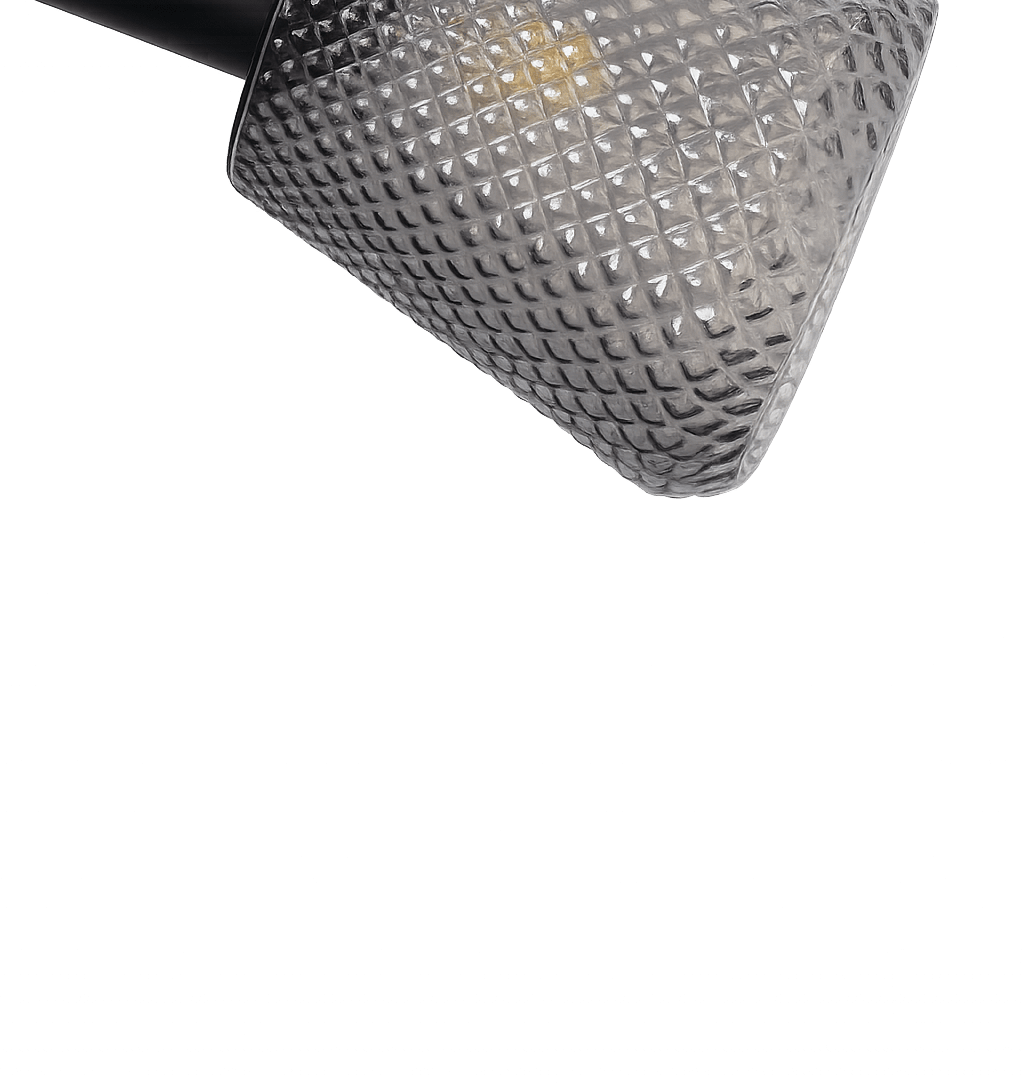 Daimon Ø15 Rökfärgad fönsterlampa från Lampan - Upph&auml;ng och detaljer i svart metall skapar en elegant och tidl&ouml;s k&auml;nsla.