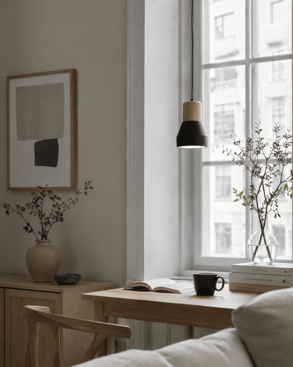 Pepe Ø13 Svart fönsterlampa från Nordic Lighting - Kombinationen av tr&auml; och betong ger ett robust och samtidigt varmt uttryck, medan den mattsvarta f&auml;rgen tillf&ouml;r ett lugn och trendig k&auml;nsla.