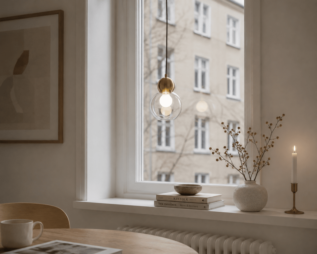 Barba Ø15 Transparent/koppar fönsterlampa från Lampan - Toppen i kopparfinish tillf&ouml;r en varm och elegant k&auml;nsla som lyfter helhetsintrycket.